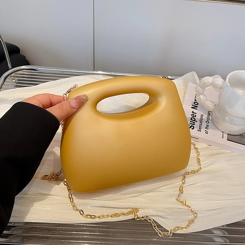 Borsa A Tracolla Minimalista In Acrilico Con Manico Vuoto E Catena Dorata Accessorio Da Sera Per Donna