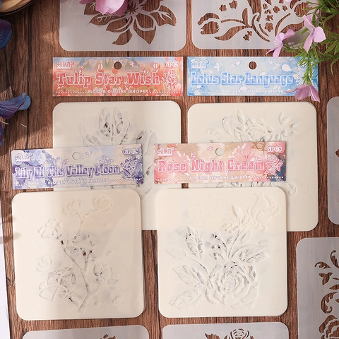 Bloem Schilderen Sjablonen PET Plastic Herbruikbare Holle DIY Tekening Sjablonen Voor Journal Scrapbooking Kunst Ambacht Decor