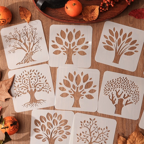 Hollow Drawing Stencils PET Plastic Tree Shadow Forest DIY Painting Scrapbook Templates Artistic Crafting Students