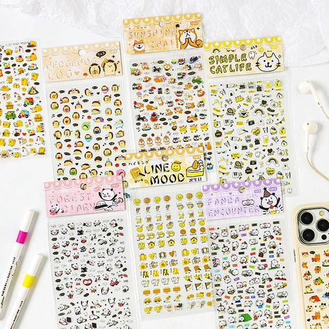 Adesivi In PET Animali Cartoni Animati Simpatici Impermeabili Decorativi Per Scrapbooking Journaling Planner Cancelleria