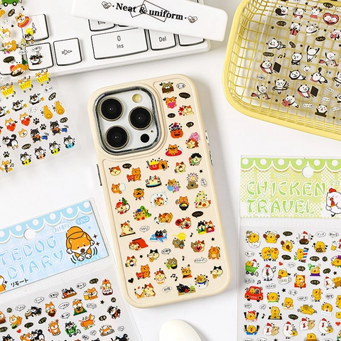 Adesivi In PET Animali Cartoni Animati Simpatici Impermeabili Decorativi Per Scrapbooking Journaling Planner Cancelleria