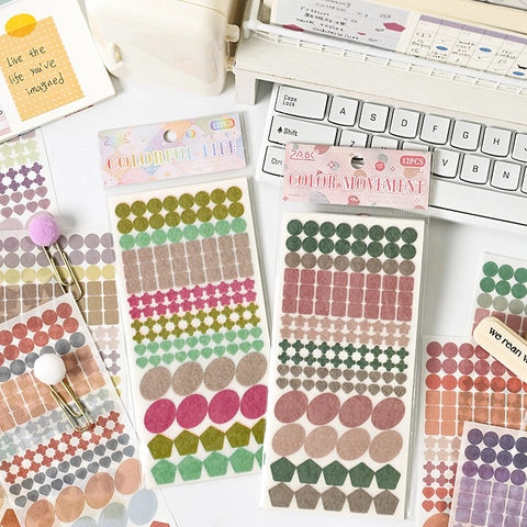 Washi Paper Decorative Stickers Morandi Color Geometry Shape Heart Star Dot For Scrapbooking DIY Journaling Planner