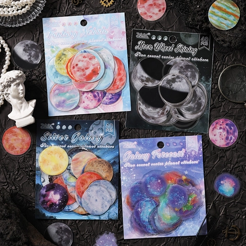 Planeten Galaxie Mond Weltraum Aufkleber Wasserdicht PET Dekorativ Ästhetisch Journaling Scrapbooking DIY Schreibwaren Aufkleber