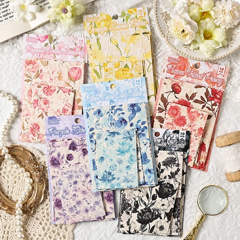 Vintage Floral Scrapbook Material Paper Retro Flower Theme DIY Decorative Paper For Stationery Hand Account Background Paper