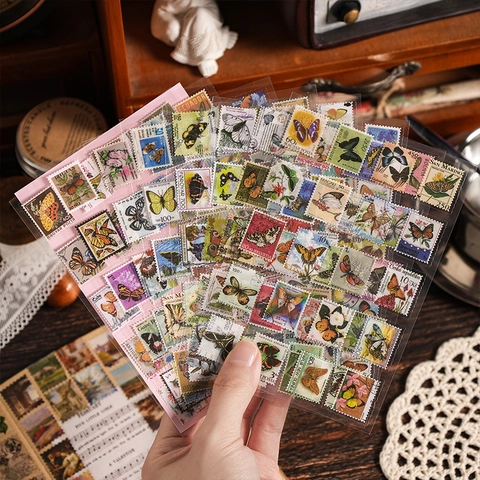 Vintage Briefmarken Aufkleber Wasserdicht PET Dekorativ Für DIY Scrapbooking Journaling Retro Ästhetik