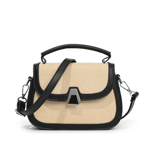 Borsa a Sella Vintage da Donna Borsa a Mano in Pelle PU con Giuntura a Contrasto e Tracolla Regolabile Borsa a Tracolla