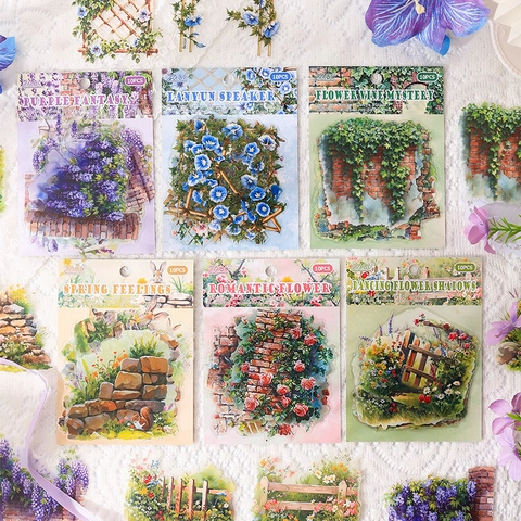 ZABC Secret Garden Series Floral PET Stickers Waterproof Vintage Flower Decals For Scrapbooking DIY Journal Diary Stationery