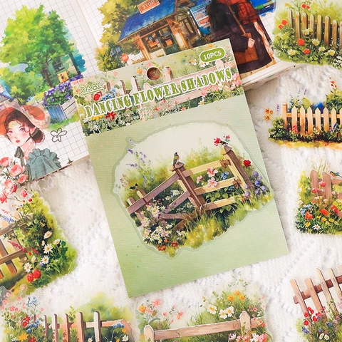 Geheimes Garten Dekorative Aufkleber Wasserdichtes PET Blumige Landschaft Aquarell Handgezeichnet Retro Vintage Journaling