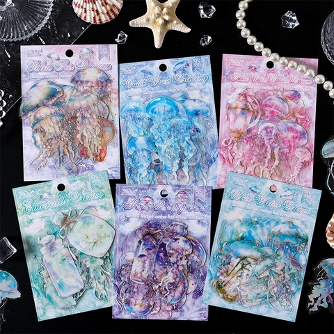 Ocean Waltz Méduse PET Autocollants Thème Mer Onirique Imperméables Décoratifs Pour DIY Scrapbook Journal Hand Account Papeterie