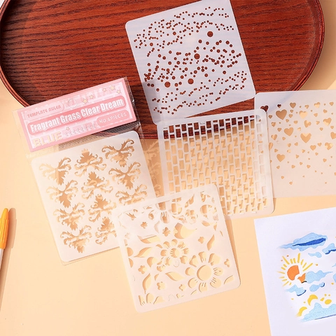 Pochoirs De Peinture Creux Plastique PET Modèles De Dessin Lavables Motifs De Nature Fleur Feuille Pour DIY Journalisme