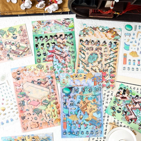 3D DIY Adesivi Di Scena Cartone Animato Tema Viaggio In Occidente PET Impermeabile Adesivi Decorativi Per Bambini Scrapbooking Materiale Di Diario