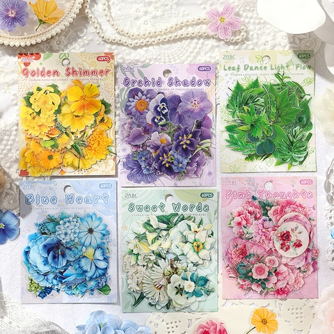 Adesivi Floreali Impermeabili PET Trasparente Piante Vintage Per Scrapbooking Journaling Fai Da Te Artigianato