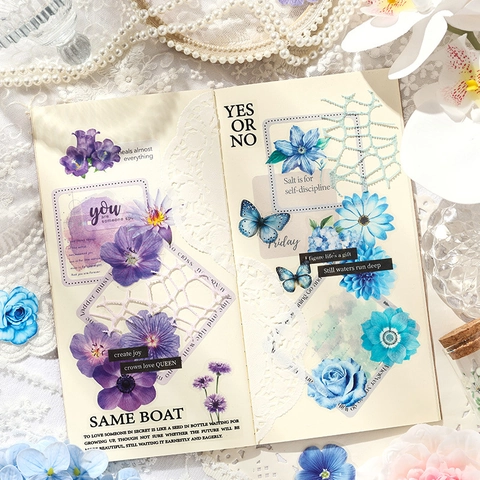 Vintage Floral PET Waterproof Sticker Set Plant Bakery Theme Decorative Decals For Scrapbooking Journaling DIY Crafts