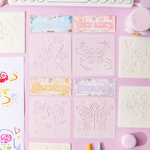 Butterfly Flower Painting Stencils DIY Scrapbooking Journal Stencils Laser Cut Hollow Out Drawing Templates Art Craft
