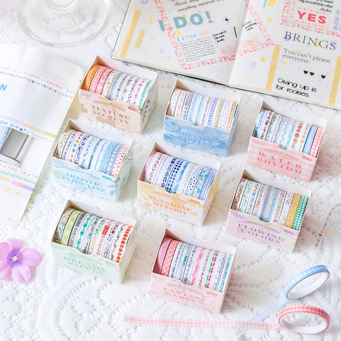 Washi Tape Masking Tape Gentle Tones Floral Grid Pattern For Journaling Scrapbooking DIY Crafts Aesthetic Decoration