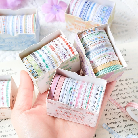 Washi Tape Masking Tape Gentle Tones Floral Grid Pattern For Journaling Scrapbooking DIY Crafts Aesthetic Decoration