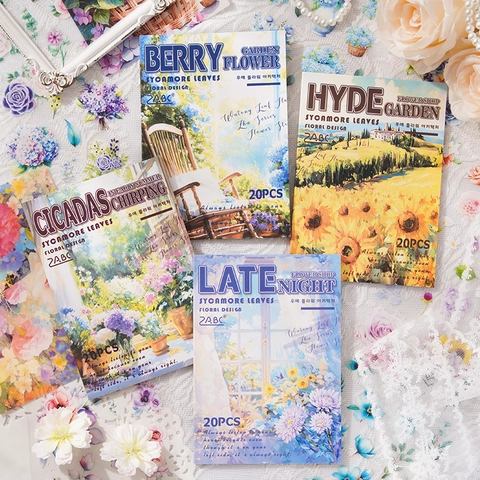 Vintage Botanische Florale Waterdichte PET Stickers Boek Voor DIY Scrapbooking Journaling Deco Bloemen Scrapbook Materiaal Papier