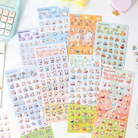 Pegatinas de Animales de Dibujos Animados PET Impermeables Estilo Coreano Para DIY Journal Scrapbook Deco Panda Conejo Oso Gato Ardilla Oveja