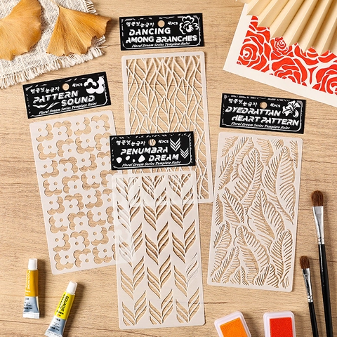 Hollow Painting Stencils Set PET Reusable Flower Leaf Templates For DIY Scrapbooking Art Drawing Journal Decoration
