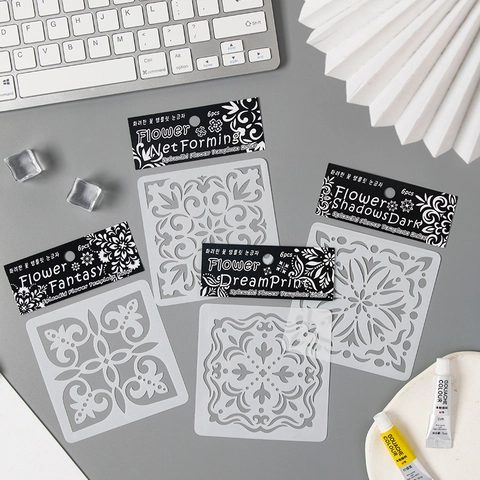 Hollow Painting Stencil Templates Waterproof PET Reusable Mandala Floral Symmetrical Patterns For DIY Journaling Drawing