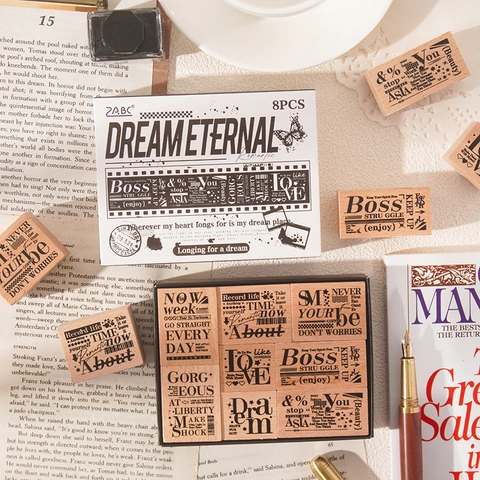 Vintage Holzgummistempel Traum Ewig Serie Englische Phrasen Für DIY Journal Scrapbooking Büro Dekoration Schreibwaren Zubehör