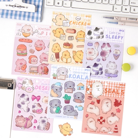 Kawaii Cartoon Animal Stickers 3D Epoxy Resin Waterproof Self Adhesive For Phone Case Scrapbook Journaling Decoration