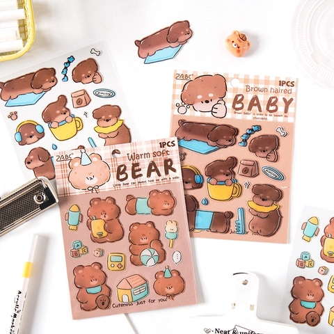 Kawaii Cartoon Animal Stickers 3D Epoxy Resin Waterproof Self Adhesive For Phone Case Scrapbook Journaling Decoration