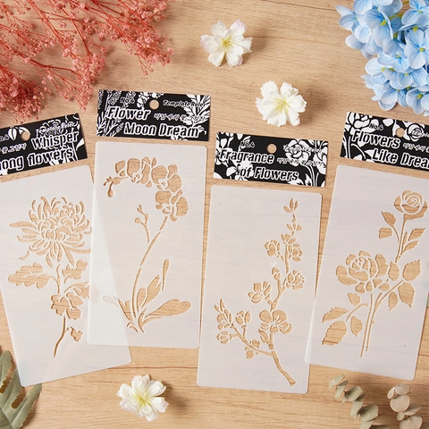 Stencil Per Pittura Cavi Fiori PET Impermeabile Riutilizzabile Modelli Di Disegno Fai Da Te Per Journaling Scrapbooking Arte