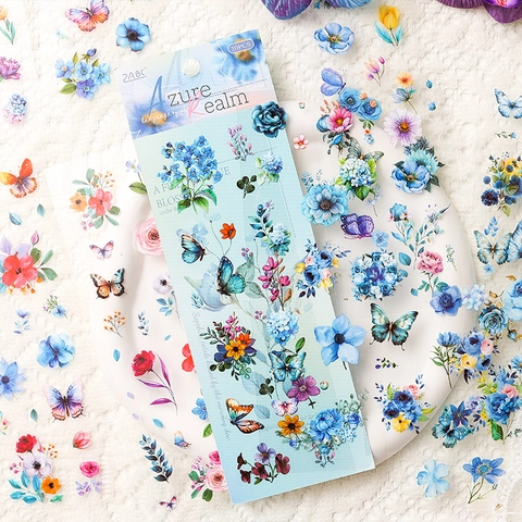 Autocollants Floraux PET Imperméables Transparents DIY Journal Carnet Scrapbook Décoratif Papillon Autocollants Ensemble