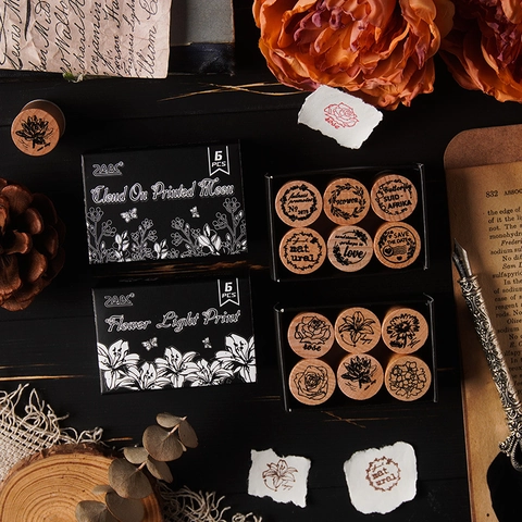 Timbri In Legno E Gomma Vintage Botanico Floreale Decorativo Per Scrapbooking Diario Fai Da Te