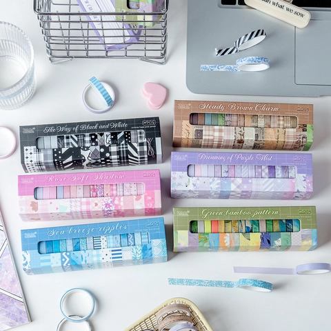 Aesthetic Washi Tape Set Minimalist Grid Floral Masking Tapes For Scrapbooking DIY Decorative Supplies Journal Planner Stationery Gift