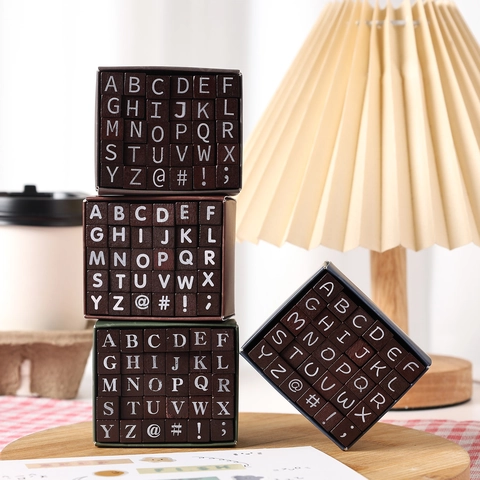 Wooden English Letter Stamps Rubber Alphabet Symbols For DIY Scrapbooking Journaling Decoration Vintage Style
