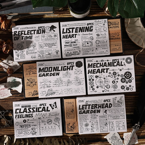 Set di Timbri in Gomma e Legno di Faggio Vintage Serie Twilight Mark Per Decorazione Diario Scrapbooking Fai da Te