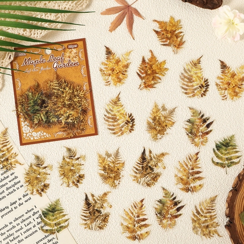Vintage Botanical Leaf Stickers Waterproof PET Transparent DIY Scrapbooking Journaling Materials Realistic Plant Decals
