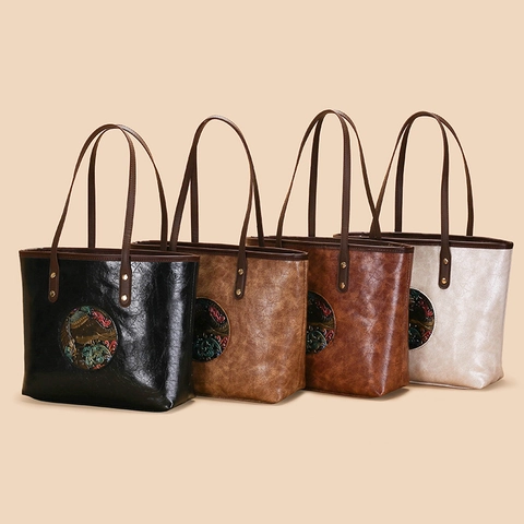 Retro Ethnische Elefant Relief PU Leder Tote Tasche Große Kapazität Vintage Schultertasche Für Frauen Pendeln