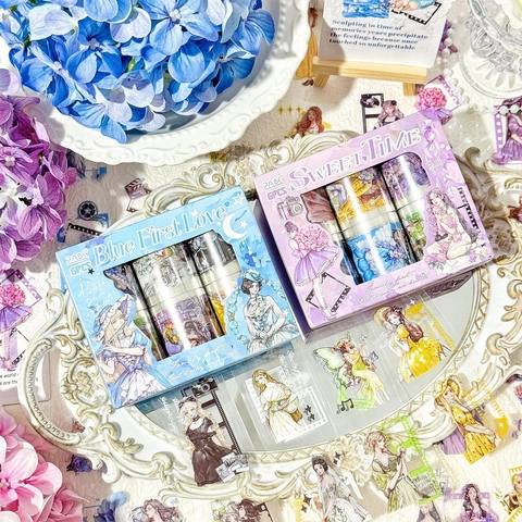 Nastro Decorativo PET Illustrazione Ragazza Retrò Adesivi Scrapbooking Fustellati Impermeabile Per Diario Arti DIY Estetico