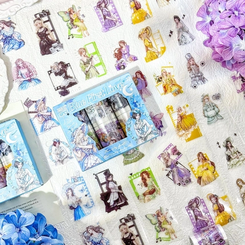 Nastro Decorativo PET Illustrazione Ragazza Retrò Adesivi Scrapbooking Fustellati Impermeabile Per Diario Arti DIY Estetico