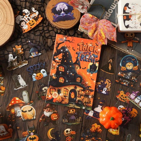 Adesivi Halloween Impermeabili PET Cartone Animato Fantasma Zucca Castello Per Scrapbooking Journaling Decorazione Festiva Fai Da Te