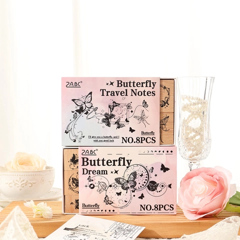 Vintage Schmetterling Holzstempel Für DIY Journaling Scrapbooking Kartenherstellung Buchenholz Botanische Dekorative Stempel