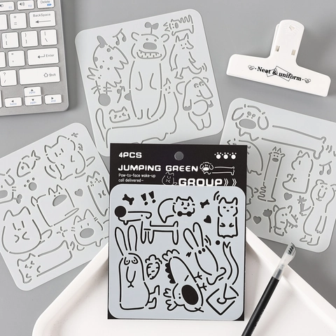 Stencil Per Disegno Animali Cartoni Animati Plastica Flessibile Modelli Di Pittura Cavi Per DIY Scrapbooking Arte Lavabile Riutilizzabile