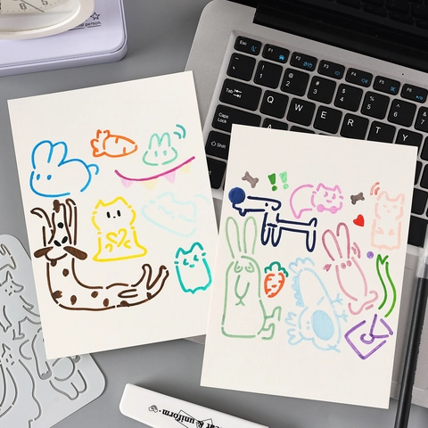 Stencil Per Disegno Animali Cartoni Animati Plastica Flessibile Modelli Di Pittura Cavi Per DIY Scrapbooking Arte Lavabile Riutilizzabile