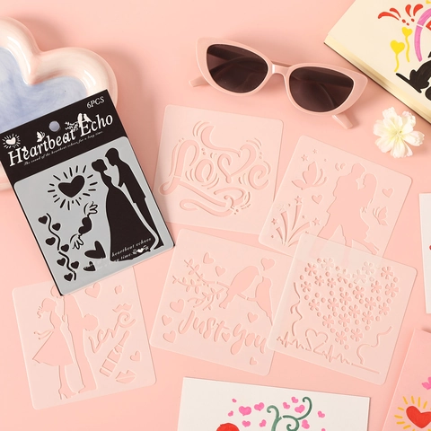 Stencil Per Pittura A Tema Romantico San Valentino Modelli Cavi In Plastica PET Per Disegno Fai Da Te Scrapbooking