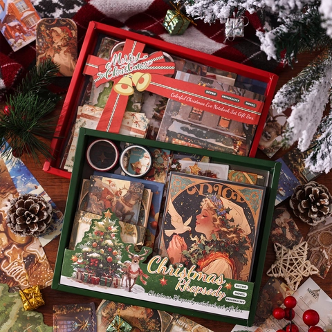 Vintage Christmas Stationery Collection With A6 Notebook Washi Tape Stickers Retro Paper For DIY Scrapbooking Journaling Supplies