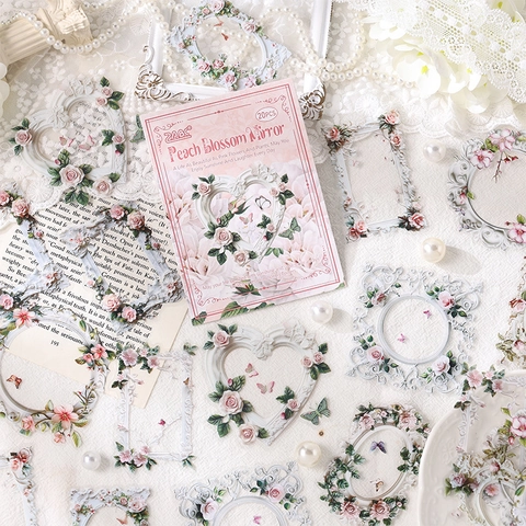 Vintage Floral Frame PET Stickers Waterproof Transparent Antique Border For Scrapbooking Journaling DIY Crafts Aesthetic