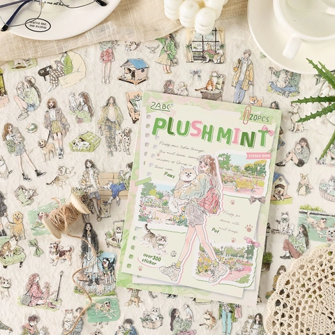 Waterdicht PET Stickerboek Handgetekende Meisje Huisdier Decoratieve Stickers Voor Scrapbooking Journaling DIY Creatieve Decor