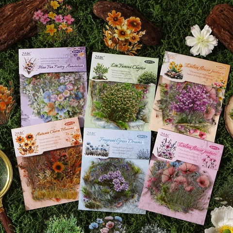 Adesivi Botanici Floreali PET Impermeabile Decalcomanie Fiori Vintage Per Scrapbooking DIY Artigianato