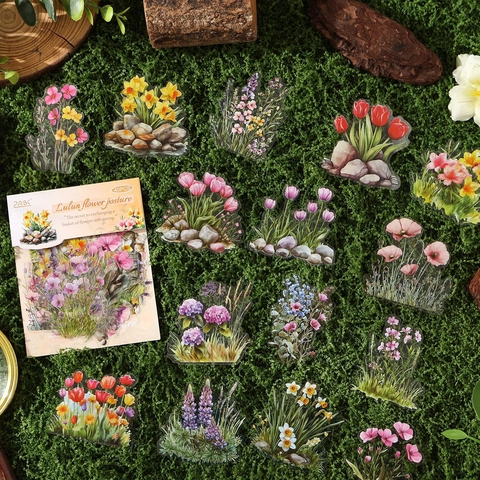 Adesivi Botanici Floreali PET Impermeabile Decalcomanie Fiori Vintage Per Scrapbooking DIY Artigianato