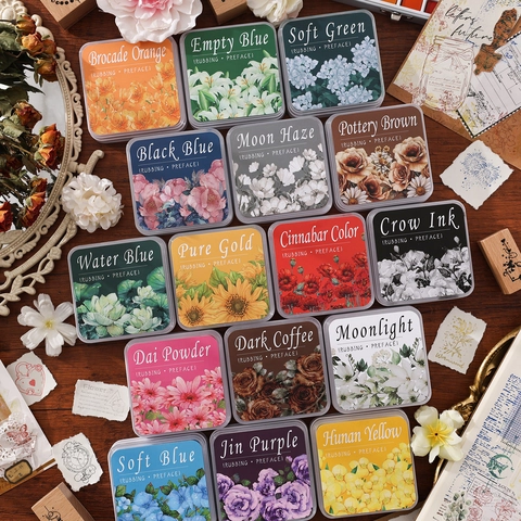 Retro Flower Art Ink Pad Waterproof Eco Cotton Stamping Tool For Scrapbooking DIY Journal Decorative Craft Supplies