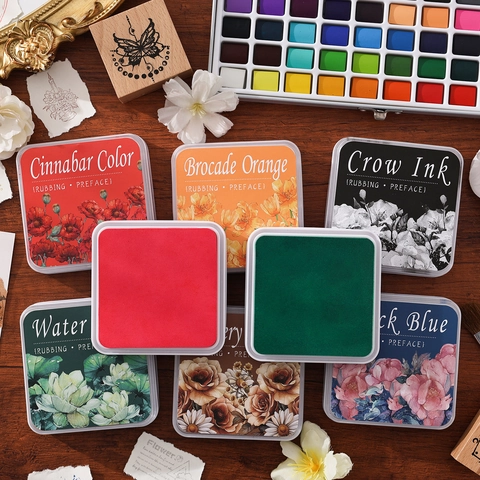 Retro Flower Art Ink Pad Waterproof Eco Cotton Stamping Tool For Scrapbooking DIY Journal Decorative Craft Supplies