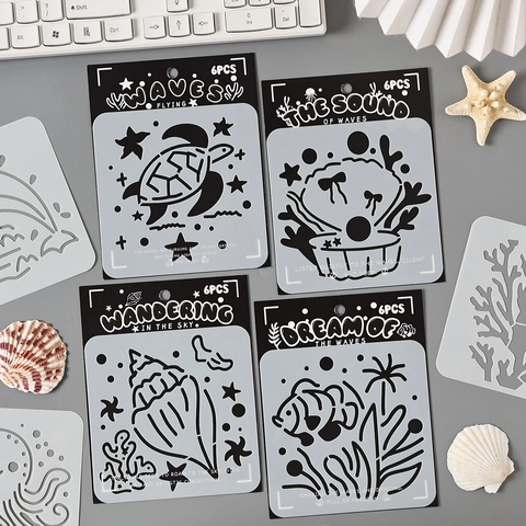Maschere Per Disegno Vita Marina Plastica PET Modelli Animali Oceano Per Pittura DIY Scrapbooking Decorazione Diario